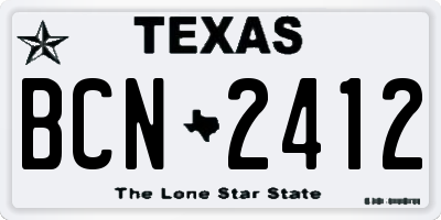 TX license plate BCN2412