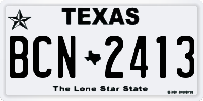 TX license plate BCN2413
