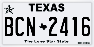 TX license plate BCN2416