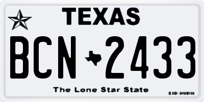 TX license plate BCN2433