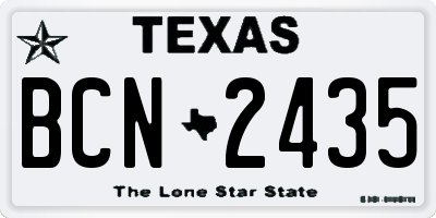 TX license plate BCN2435