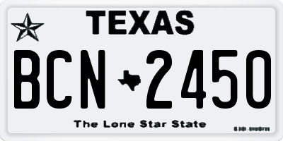 TX license plate BCN2450