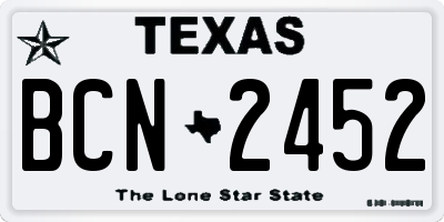 TX license plate BCN2452
