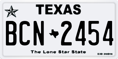 TX license plate BCN2454
