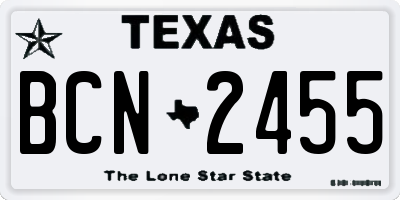 TX license plate BCN2455