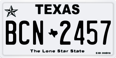 TX license plate BCN2457