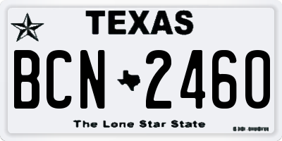 TX license plate BCN2460