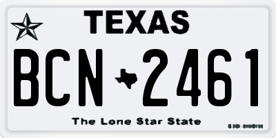 TX license plate BCN2461