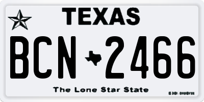 TX license plate BCN2466