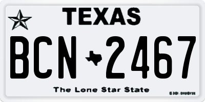 TX license plate BCN2467