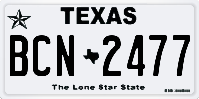 TX license plate BCN2477