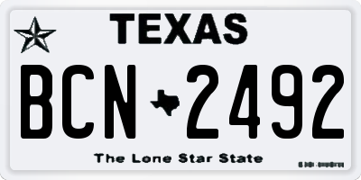 TX license plate BCN2492