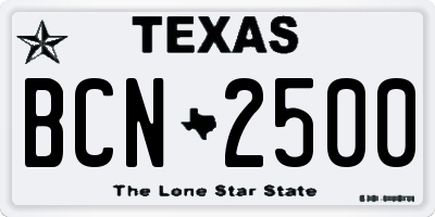 TX license plate BCN2500