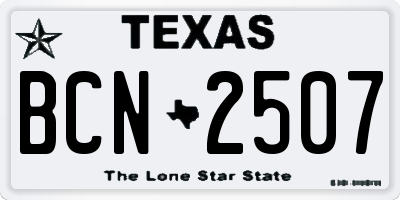 TX license plate BCN2507