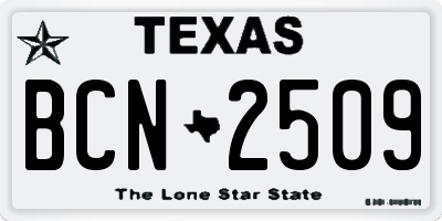 TX license plate BCN2509