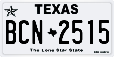 TX license plate BCN2515