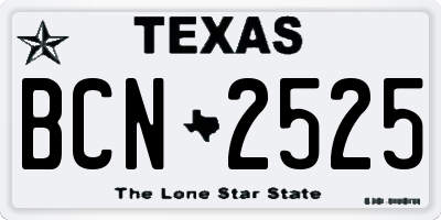 TX license plate BCN2525