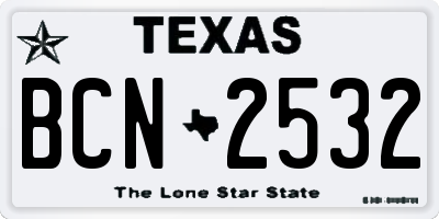 TX license plate BCN2532