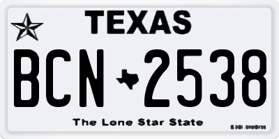 TX license plate BCN2538