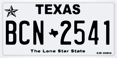 TX license plate BCN2541