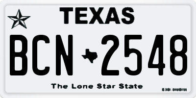 TX license plate BCN2548