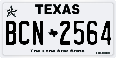 TX license plate BCN2564