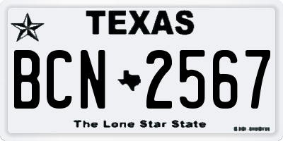 TX license plate BCN2567