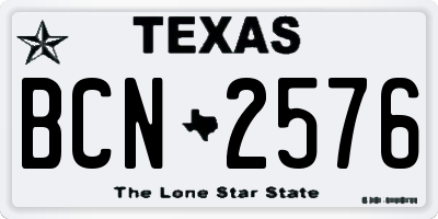 TX license plate BCN2576