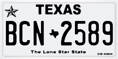 TX license plate BCN2589