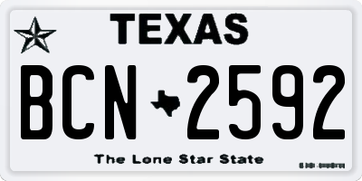 TX license plate BCN2592