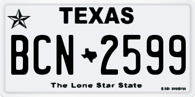 TX license plate BCN2599