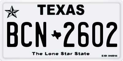 TX license plate BCN2602