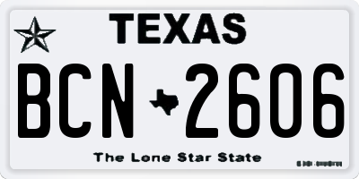 TX license plate BCN2606