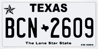 TX license plate BCN2609