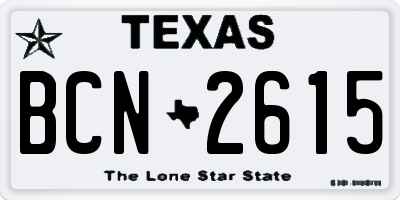 TX license plate BCN2615