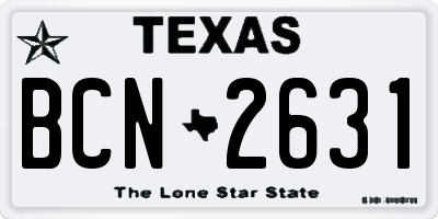 TX license plate BCN2631