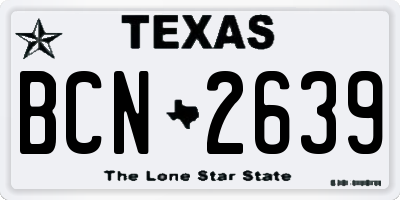 TX license plate BCN2639