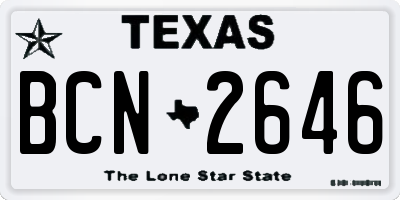 TX license plate BCN2646