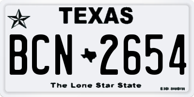 TX license plate BCN2654