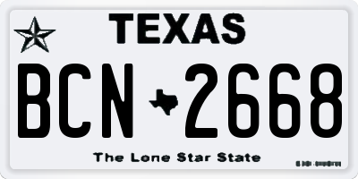 TX license plate BCN2668