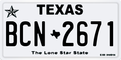 TX license plate BCN2671
