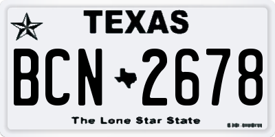 TX license plate BCN2678