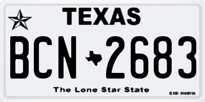 TX license plate BCN2683