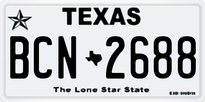 TX license plate BCN2688