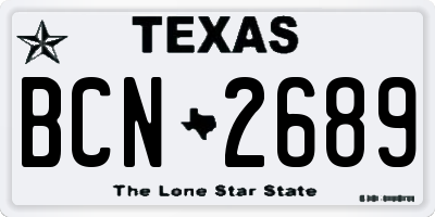 TX license plate BCN2689