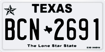 TX license plate BCN2691