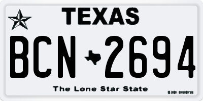 TX license plate BCN2694