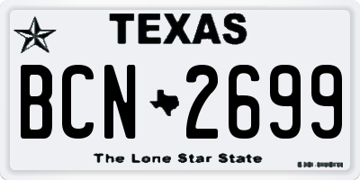 TX license plate BCN2699