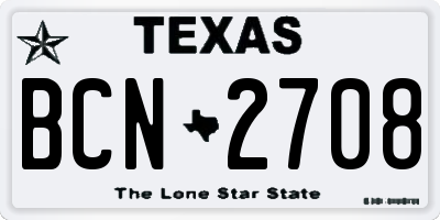 TX license plate BCN2708