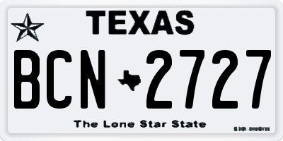 TX license plate BCN2727